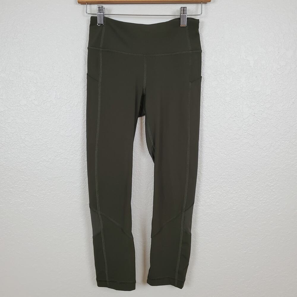 Lululemon Pace Rival Crop Leggings Size 2 Womens Full-On Luxtreme 22" Dark Olive